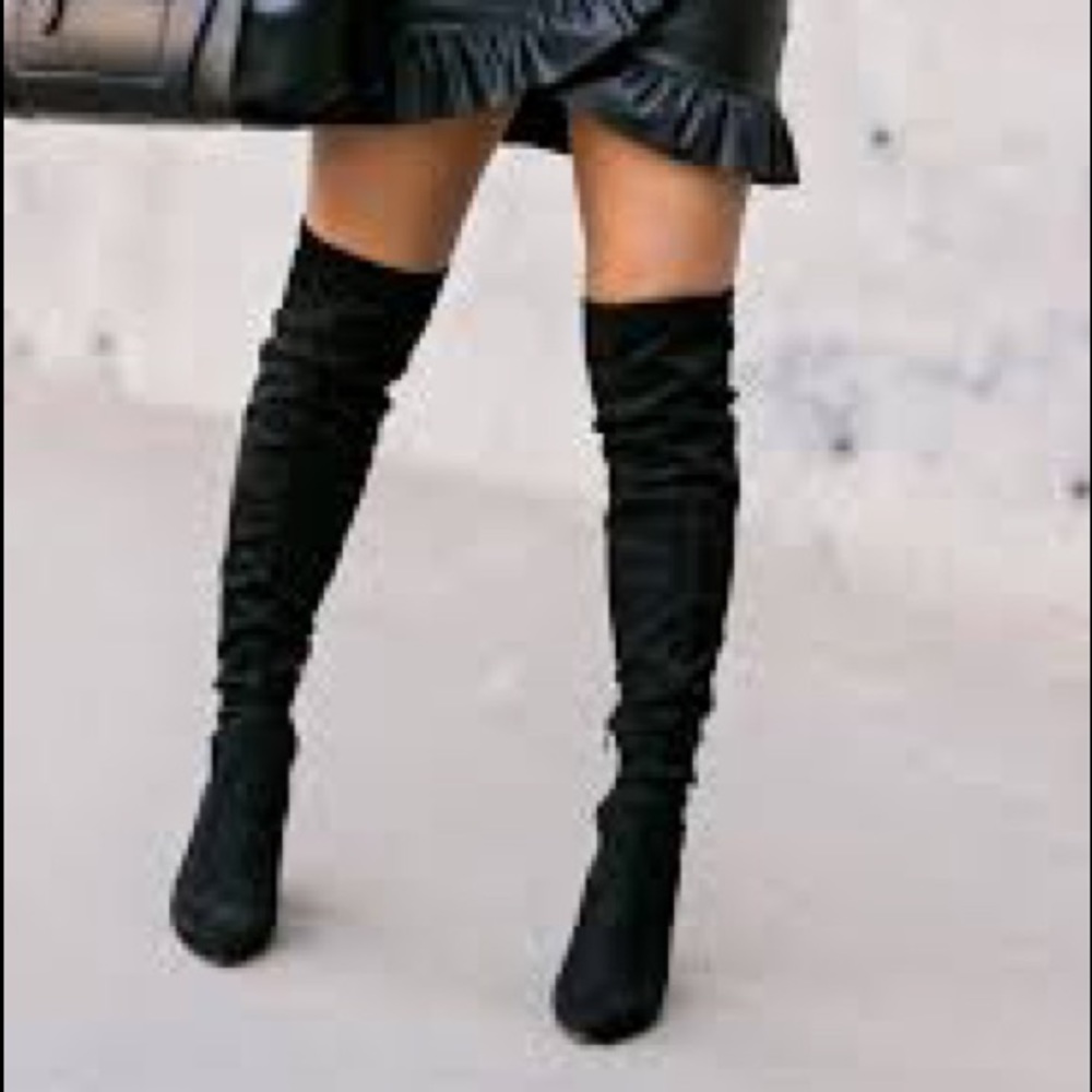 Black suede over knee/thigh high boots